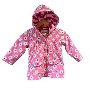 Hatley Pink Floral‎ Heart Terry-Lined Rain Jacket Size 3